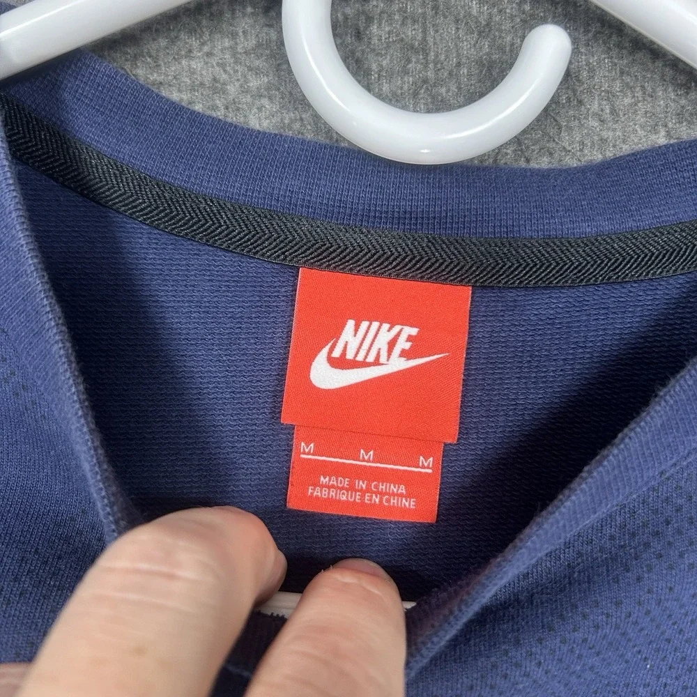 Nike Court Sweatshirt Mens‎ M Blue Fleece Crewneck Pullover Tennis 715242